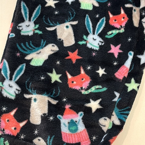 Women’s Joyspun Pajama Pants Black Whimsical Design Fuzzy Drawstring Waist S - Picture 4 of 13